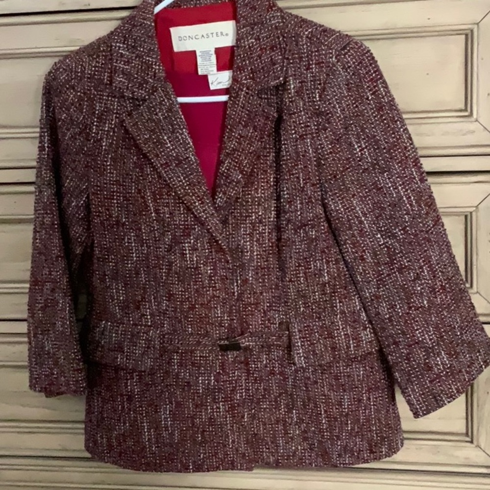 Burgundy plaid suit jacket